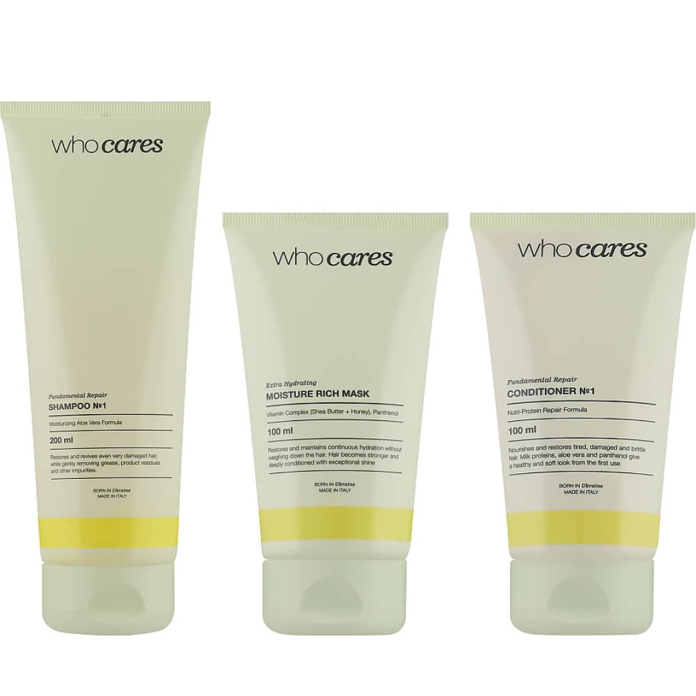 Набір засобів для волосся Set For Hair №1 Who Cares, shm/200  мл + h/cond/100  мл + h/mask/100  мл