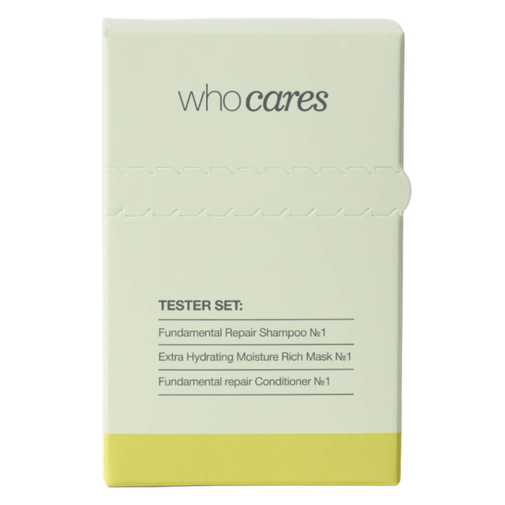 Набор миниатюр для сухих и поврежденных волос Tester Set Who Cares, 10  мл х 9
